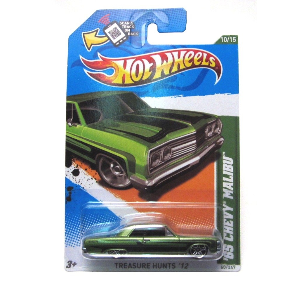 Amazon Hot Wheels 2012 65 Chevy Malibu Car Metalflake Green Treasure Hunts Card 60 Toys Games