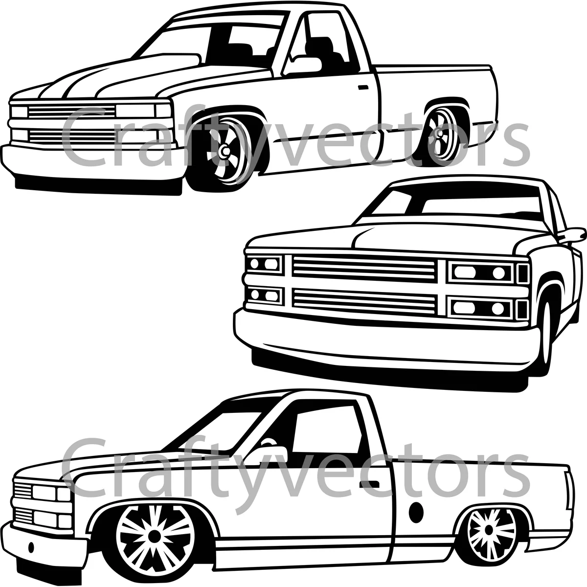 Chevrolet Lowered Truck Vector Crafty Vectors
