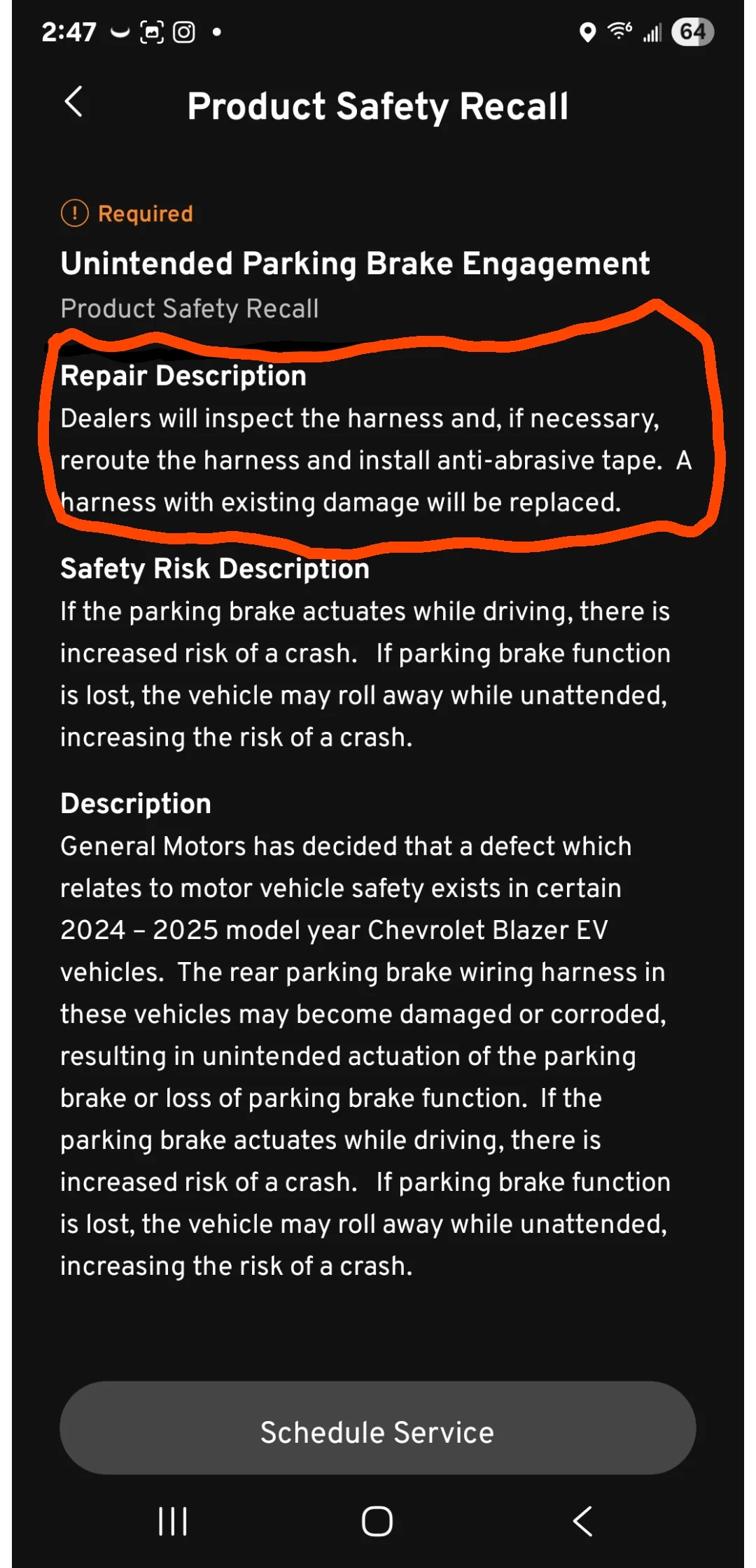 chevrolet blazer suv brake recall