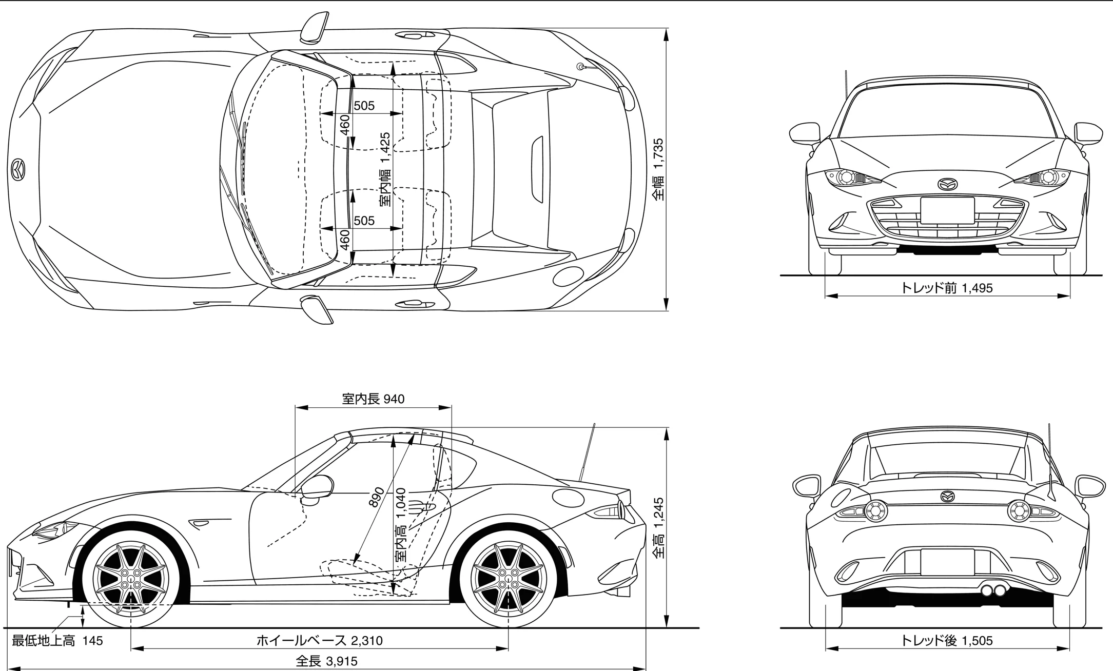 Some Actual Interior Dimensions Of The RF In Mm I m Currently Using This Blueprint In A Project And I Assume Some Folks Here May Find It Useful R Miata